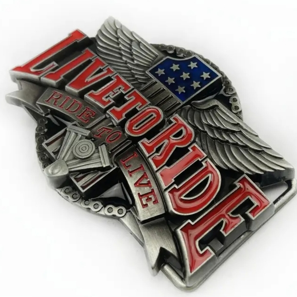 New Live To Ride Ride To Live biker belt buckle - Picture 3 of 6